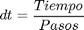 $$dt = \frac{Tiempo}{Pasos}$$